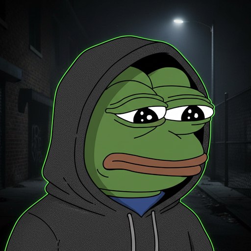 pepe the frog in a dark hoodie, smug